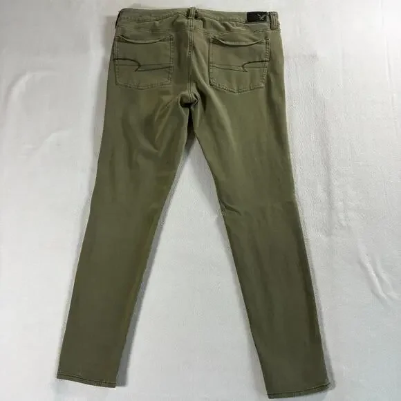 American Eagle Jegging 360 Super Stretch 35x28 Olive Skinny Jeans Womens 8 - Picture 9 of 10